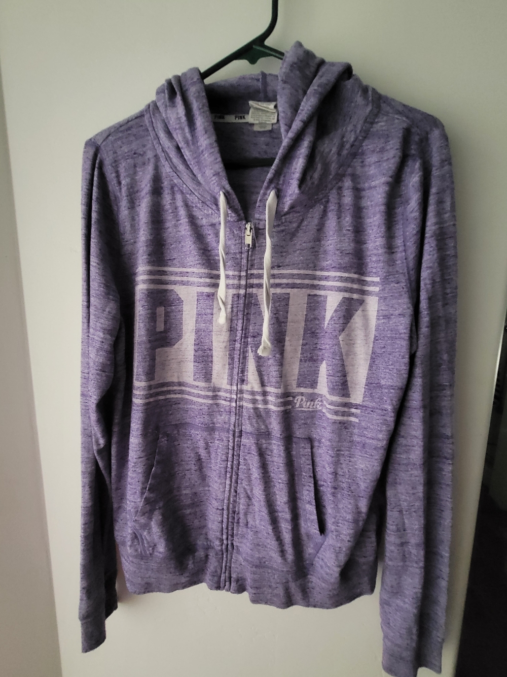 PINK Victoria's Secret Lavender Heather Lightweight T-shirt Zip Up Hoodie